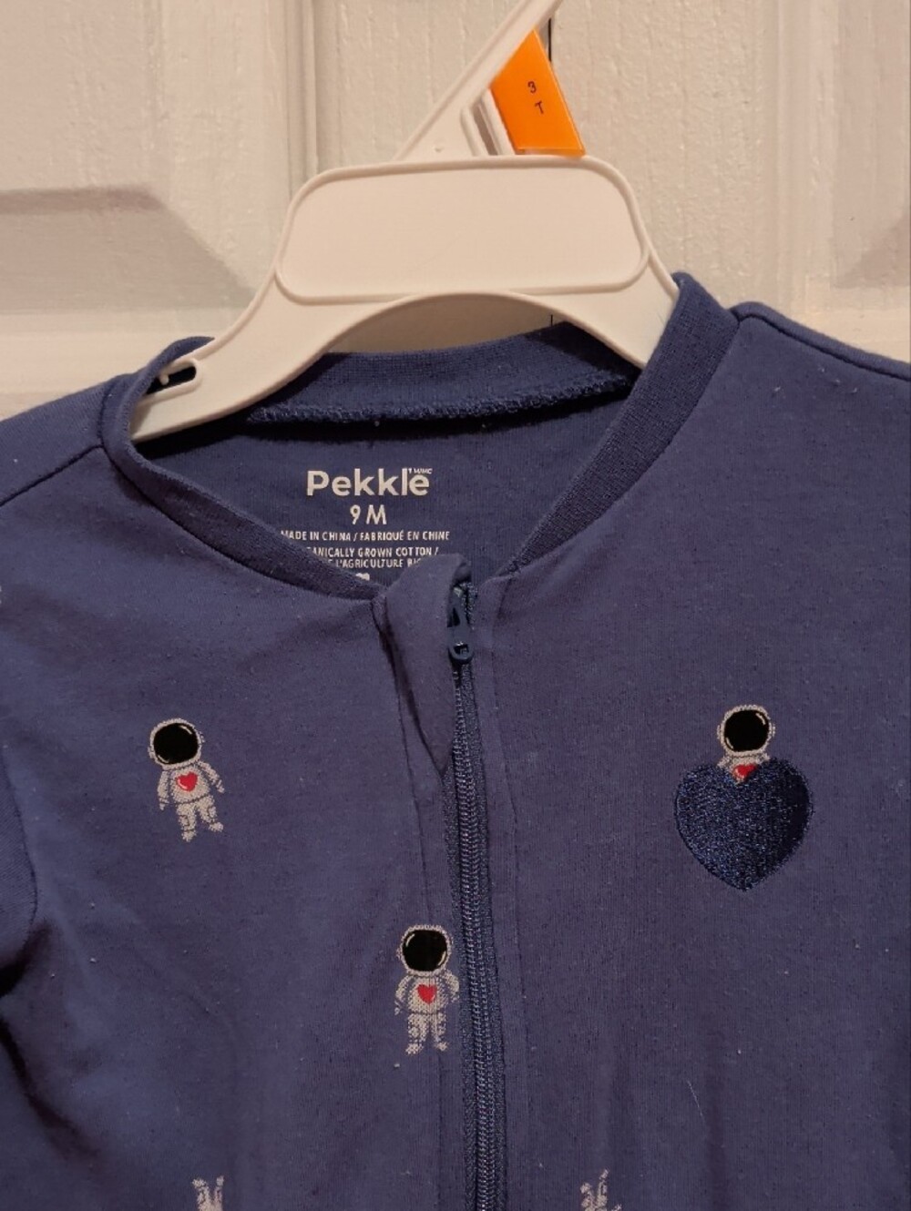 Pekkle Navy Astronaut Print Footed One-Piece - Picture 2 of 3